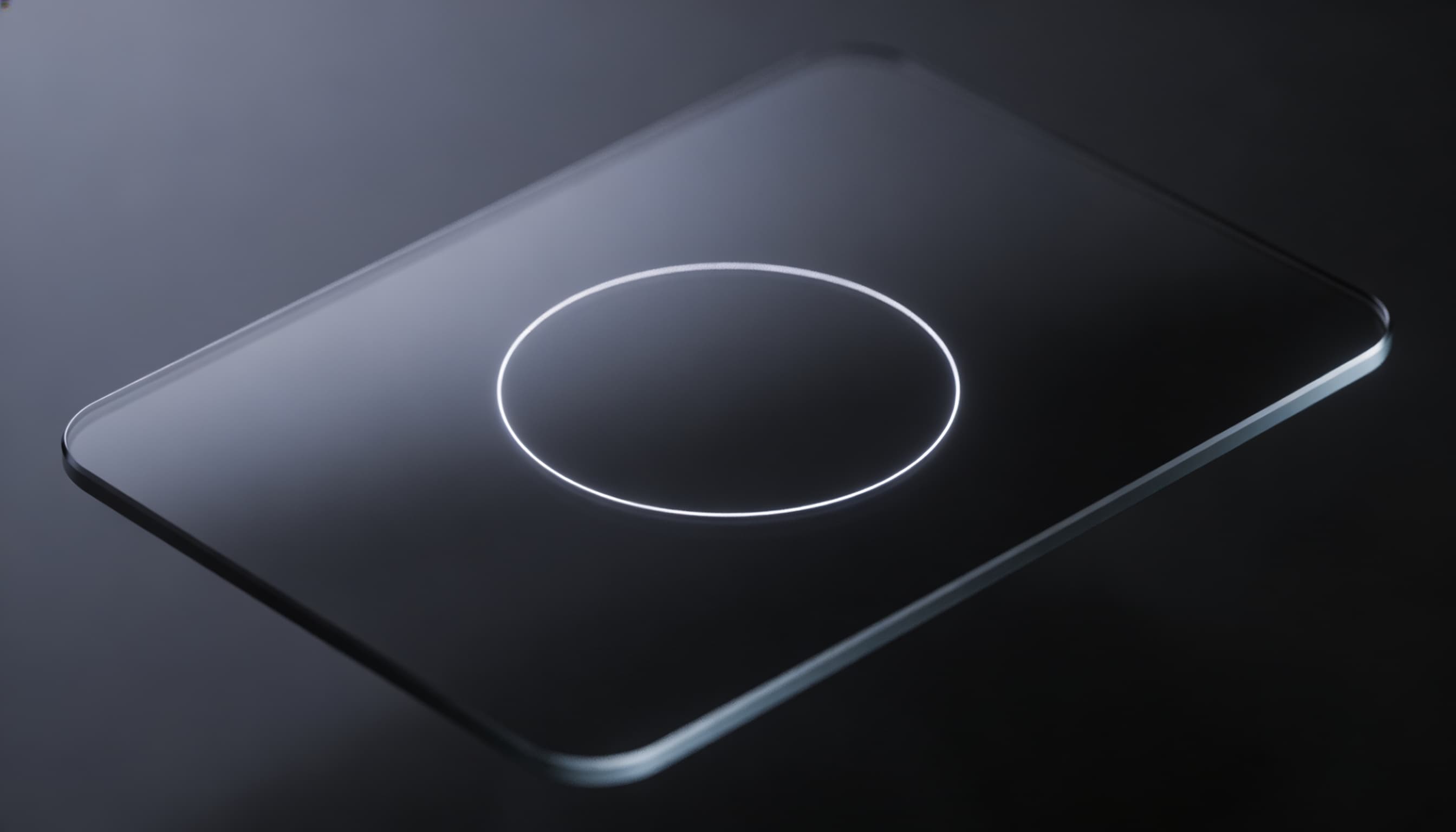 Vista detallada de interfaz digital minimalista con elementos de vidrio