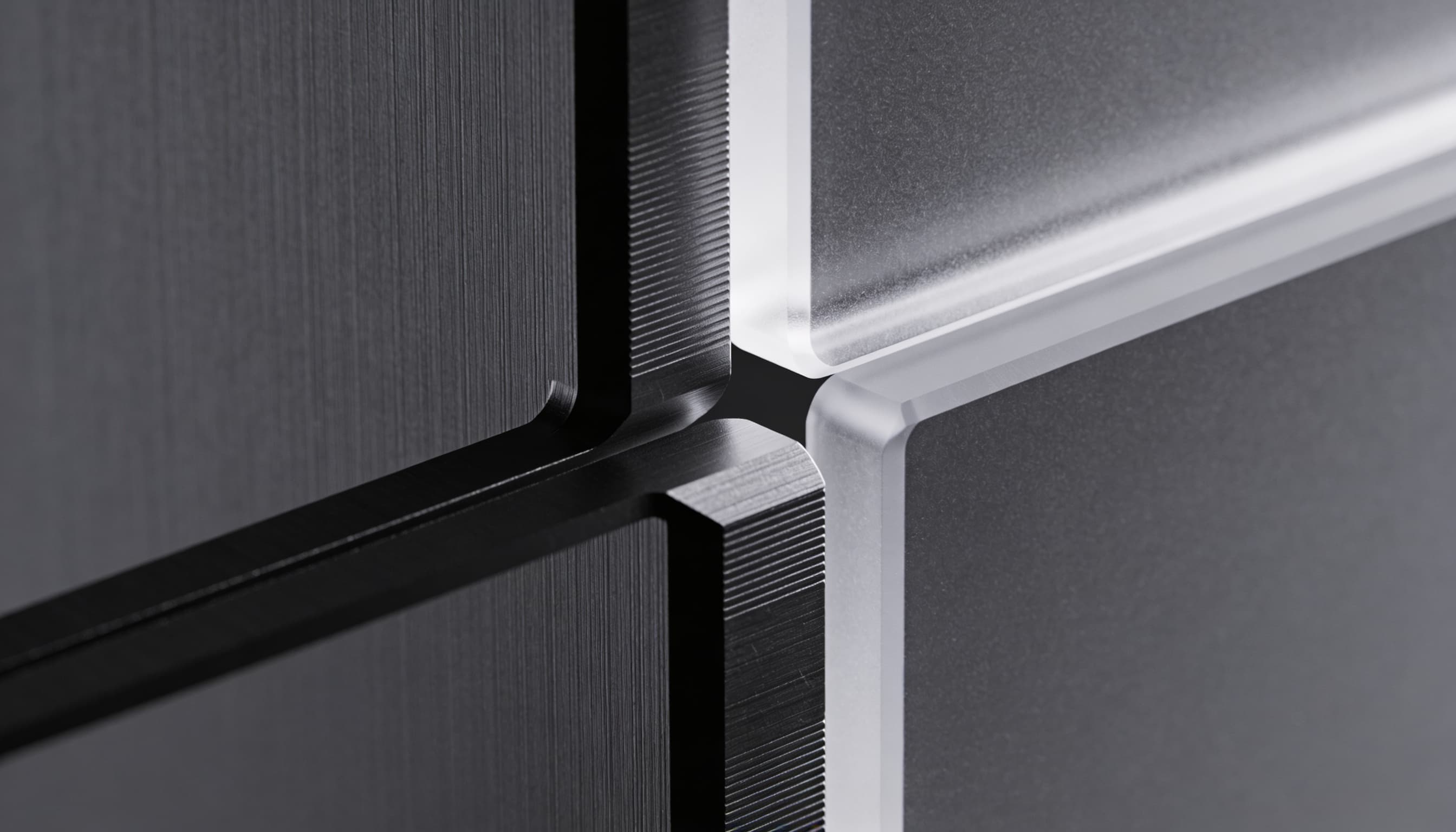 Detalle macro de ingeniería con acento de titanio